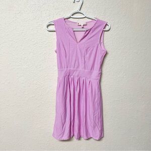 Jude Connally Pink Striped Shift Dress Stretch Sleeveless Pockets Nylon Size XS